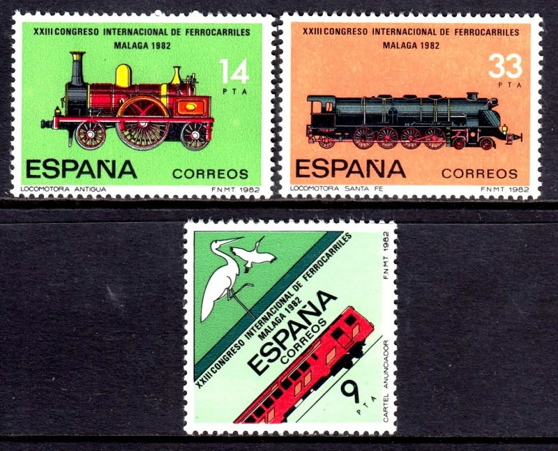 Spain 1982 Railway Congress Complete Mint MNH Set SC 2298-2300