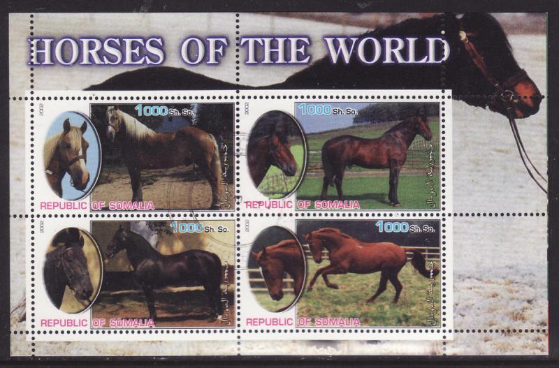 Somalia (2002) Sheet of 6 F-VF Used (CTO) Horses