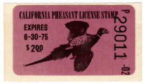 (I.B) US Revenue : California Pheasant License $2 (1974)