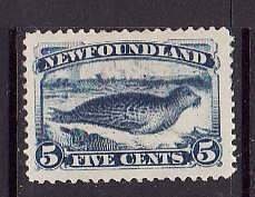 Newfoundland-Sc#55- id11-unused LH og 5c bright blue seal-1894-