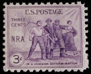 1933 3c National Recovery Act, Common Determination Scott 732 Mint F/VF NH