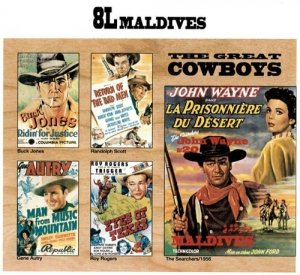 Maldives 1992 - Western Actors - IMPERF Souvenir Stamp Sheet - Scott #1826 - MNH