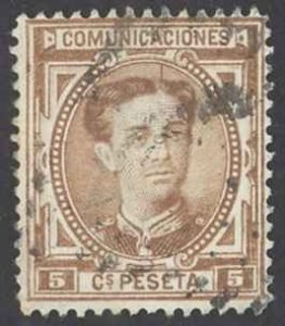 Spain Sc# 222 Used 1876 5c King Alfonso XII