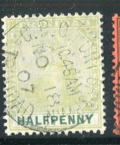 TRINIDAD; 1904 classic QV Britannia issue fine used hinged shade of 1/2d. value