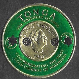 Tonga # 144 Gold Coin on stamp -  revalued  (1) NH ***U.S.A. ORDERS ONLY*