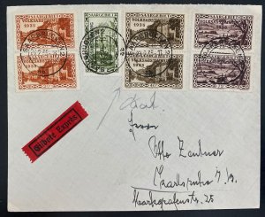 1935 Saarbrucken Germany Cover Plebiscite Issue First Year Label
