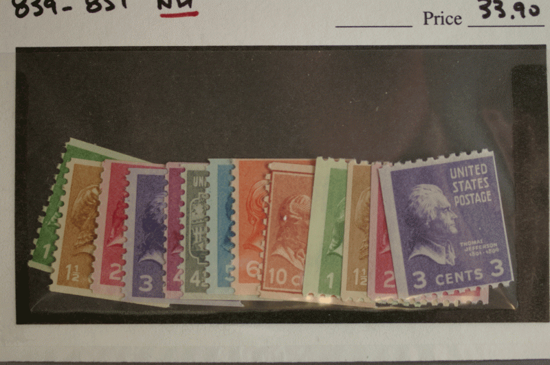 United States #839-851 Set Coil Horizontal and Vertical MNH