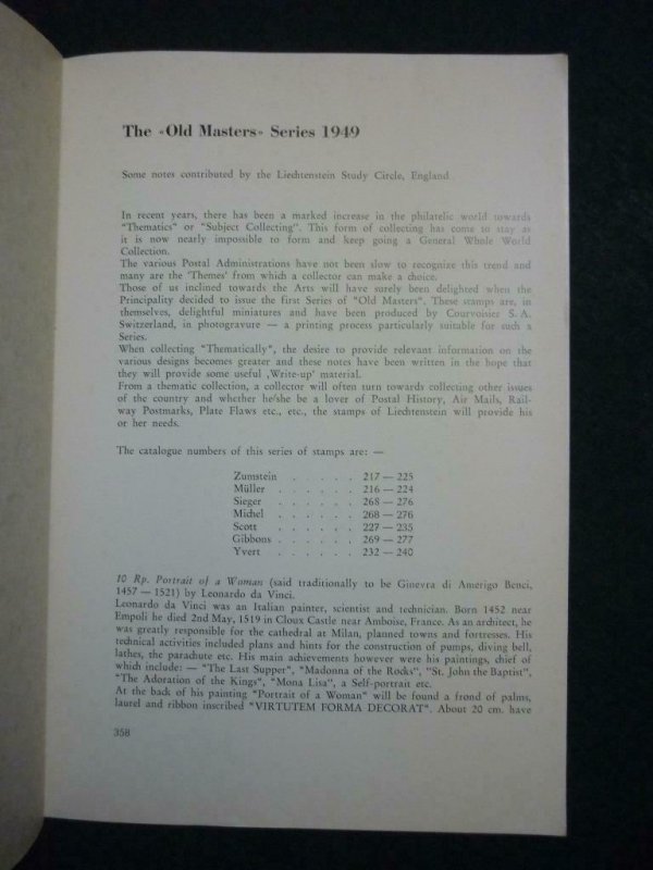 THE OLD MASTERS SERIES 1949 some notes by THE LIECHTENSTEIN STUDY CIRCLE ENGLAND 