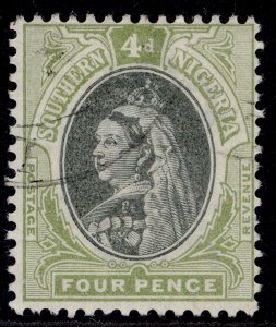 SOUTHERN NIGERIA EDVII SG4, 4d black & sage-green, FINE USED. Cat £30.