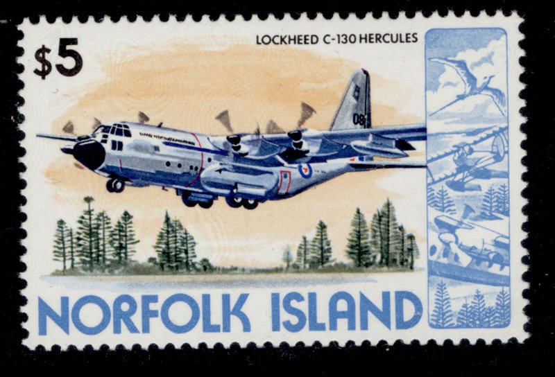 AUSTRALIA - Norfolk Island QEII SG251, 1980 $5 Lockheed C-130, NH MINT.