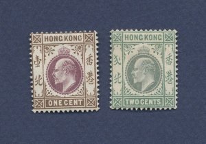 HONG KONG - Scott 71 & 72 - unused hinged  - one and two cent values