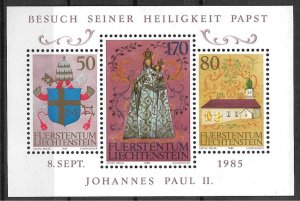 1985 Liechtenstein 816 State Visit of Pope John Paul II MNH S/S