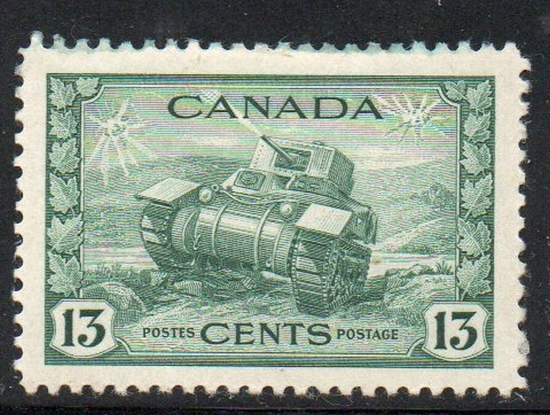 Canada Sc 258 1942 13 c tank stamp mint