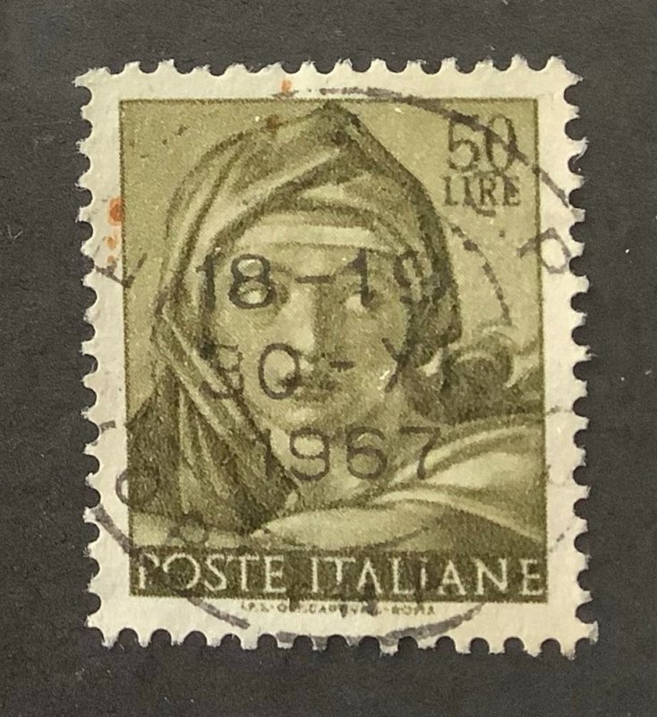 Italy 1961 Scott 821 used - 50 l, Delphic Sybil by Michelangelo, Sistine Chapel