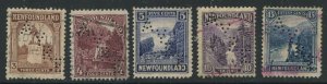 NEWFOUNDLAND #133, 134, 135, 139, 142 USED AYRE PERFINS