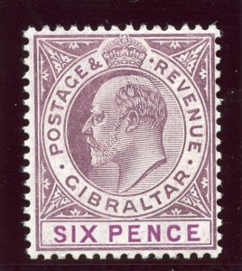 Gibraltar 1906 KEVII 6d dull & bright purple superb MNH. SG 70. Sc 56a.