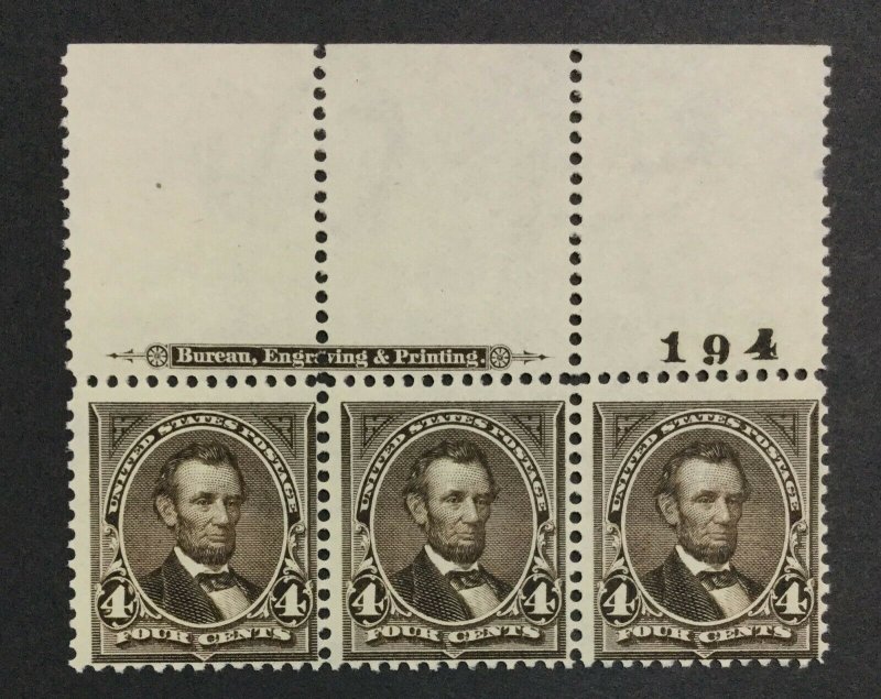 MOMEN: US STAMPS #269 PLATE STRIP MINT OG NH $450 LOT #38117