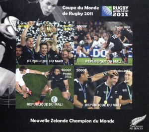 Mali 2011 RUGBY ALL BLACKS New Zealand Sheet Imperforated Mint (NH) #2