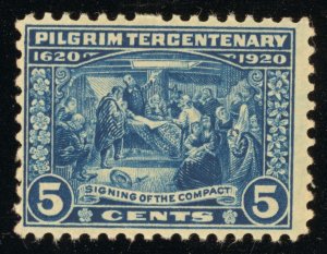 US Scott 550 Mint NH OG 5c Deep Blue Pilgrim Tercentenary 1920 LotT331 bhmstamps