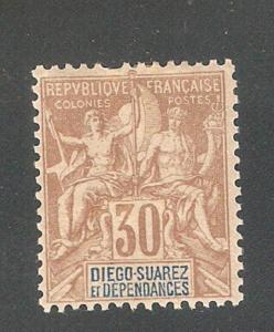 Diego Suarez 1892,Navigation & Commerce 30c,Sc # 33,VF Mint Hinged* (G-2) V$23