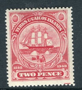 TURKS CAICOS; 1948 early GVI pictorial issue Mint hinged Shade of 2d. value