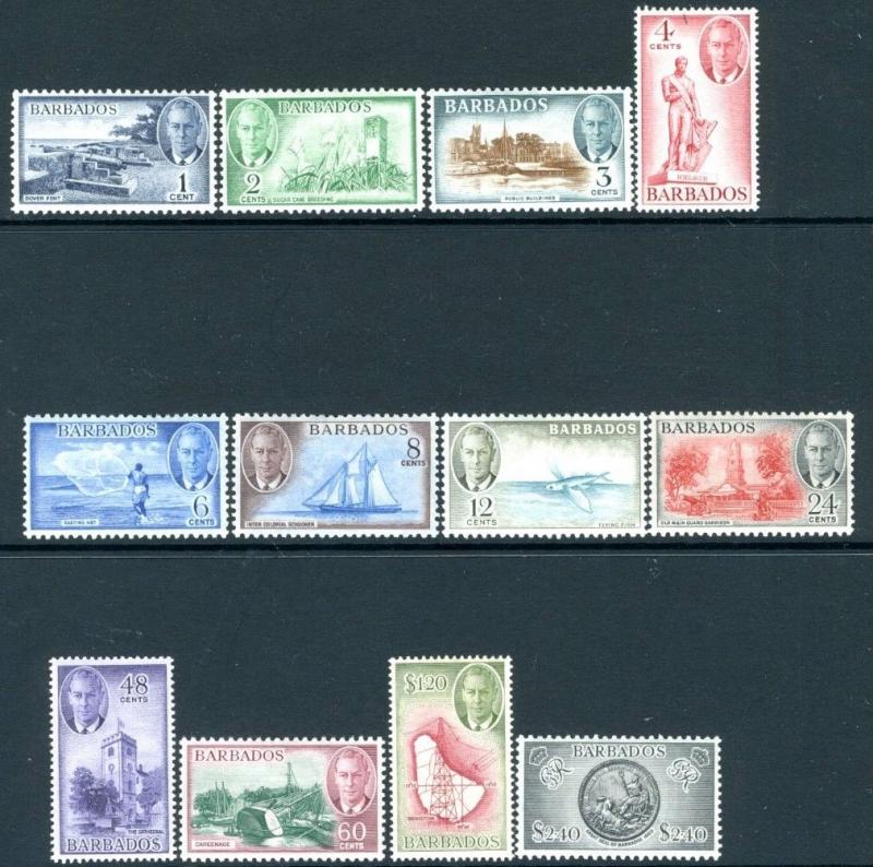 BARBADOS-1950 Set of 12 Values Sg 271-282 MOUNTED MINT V17000