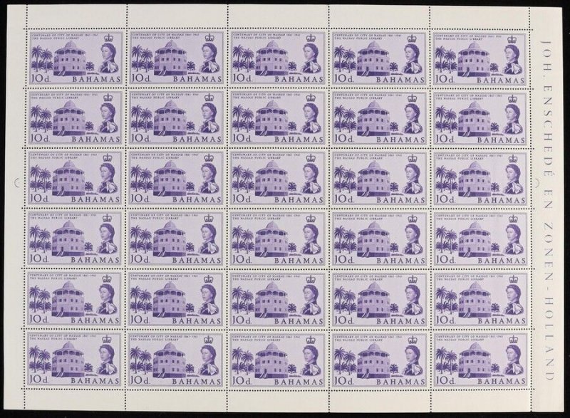 BAHAMAS 1962 Nassau Centenary set 8d & 10d full sheets with imprints. MNH **.