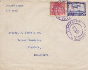 El Salvador to Liverpool, England, Airmail, 1936, (21599)