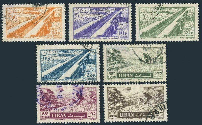 Lebanon C229-C235,used.Michel 583-589. Irrigation Canal,Skiing.1957. 