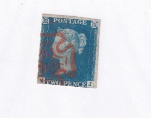 GB # 2  2d BLUE IMPERF WITH A RED/BROWN MX CV $950 @ A FAIR 20%