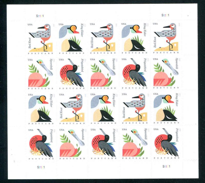 (35c) Costal Birds - Postcard Rate -  2015 Issue - MNH Sheet of 20 Sc 4991-4994