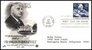 US 1950 Franklin D Roosevelt PCS Artcraft Variety Typed FDC