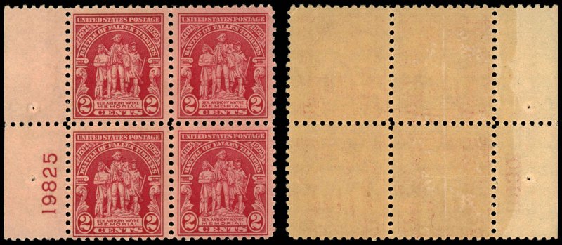 US Sc 680 MNH BLOCK of 4 w/Plate# -1929 2¢ -Battle of Fallen Timbers - See Desc.