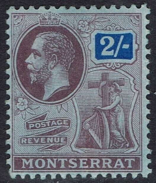 MONTSERRAT 1916 KGV BADGE OF COLONY 2/- WMK MULTI CROWN CA