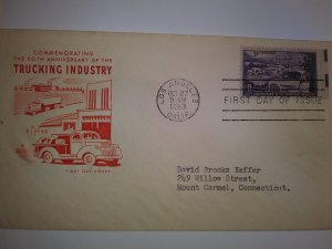 SCOTT #1025 FIRST DAY OF ISSUE SINGLE TRUCKING INDUSTRY NICE CACHET !!