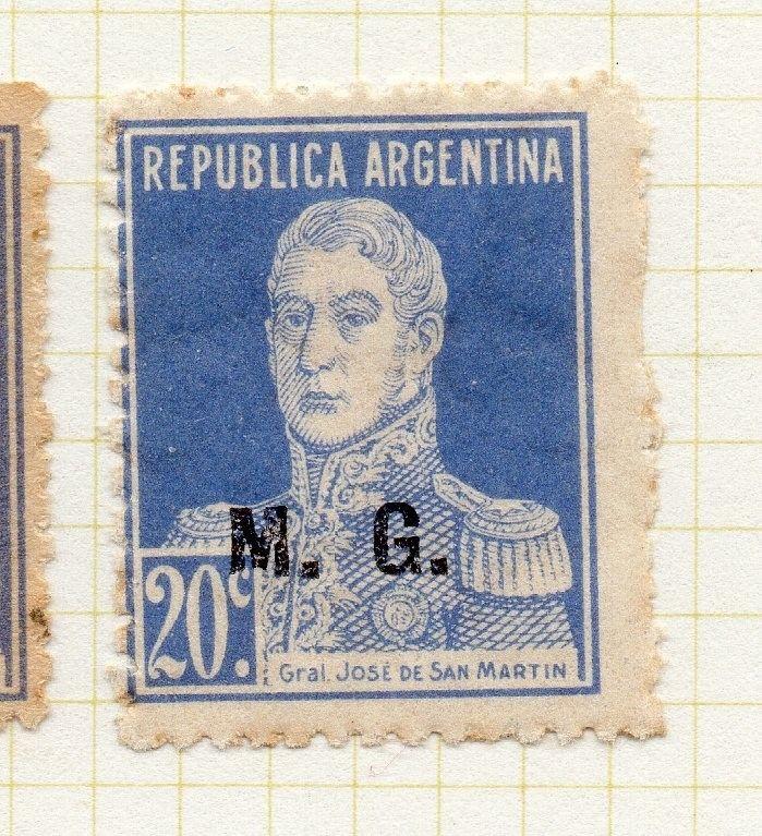 Argentina 1923 Early Official MG Optd Issue Fine Mint Hinged 20c. 188387