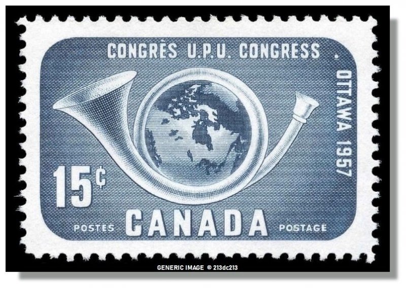 Canada - 372 MNH - PostHorn and Globe (1957) 15¢
