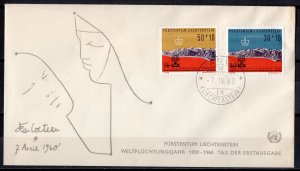 Liechtenstein 1960 Sc# B22-B23 World Refugee Year (2) Jean Cocteau FDC