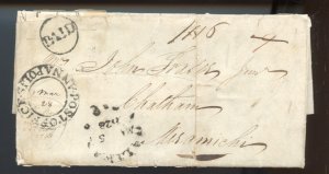 ?SFL 1828 ANNAPOLIS dbl circle to Miramichi NB HALIFAX Fleuron 1/6 cover