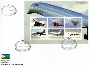 Djibouti 2004 Concorde (6) Souvenir Sheet Imperforated # Dji 17/22CA  FDC