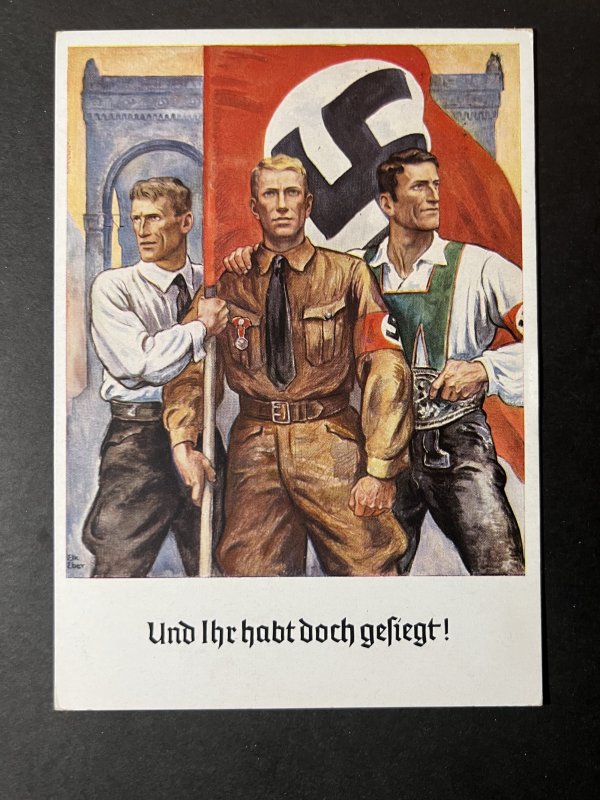 1938 Nazi Germany Postcard Cover Munich No Address SS Military Police Swatstika