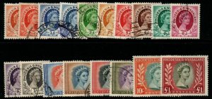 RHODESIA & NYASALAND SG1/15(inc 1a+2a) 1954-6 DEFINITIVE SET FINE USED