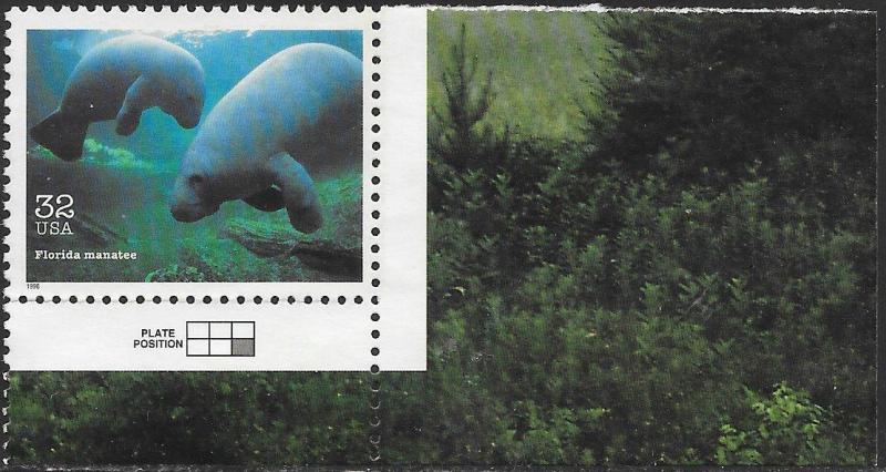 US 3105o Used - Endangered Species - ‭‭‭Florida Manatee - Inscr. Selv.