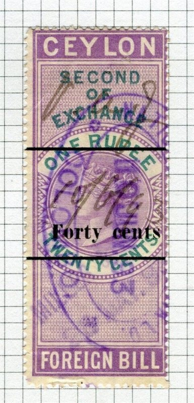 Ceylon 1893 Early Issue Fine Used 40c. Surcharged Foreign Bill NW-211246