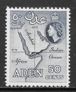Aden Scott 71 Unused HOG - 1964 50c Map of Aden - SCV $1.25