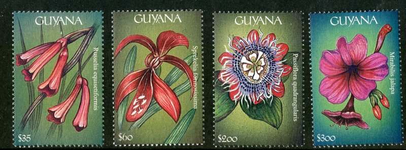 GUYANA 3528-31  MNH  SCV $6.75  BIN $3.50 FLOWERS