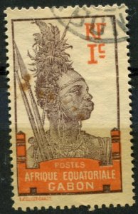 Gabon Sc#49 Used, 1c choc & org, Definitive - Warrior-Libreville-Bantu Woman ...