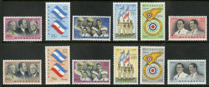NICARAGUA C463-C474 MNH SCV $3.50 BIN $2.00 PEOPLE, FLAGS