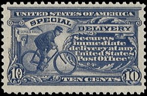 U.S. Scott # E11  1917 10c ultra  Messenger on
Bicycle  mint-nh- Fine