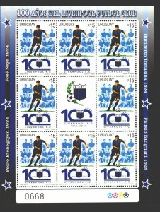 SOCCER URUGUAY FOOTBOLLER LEGENDS & clubs MNH sheetlet collection lot cv$130 